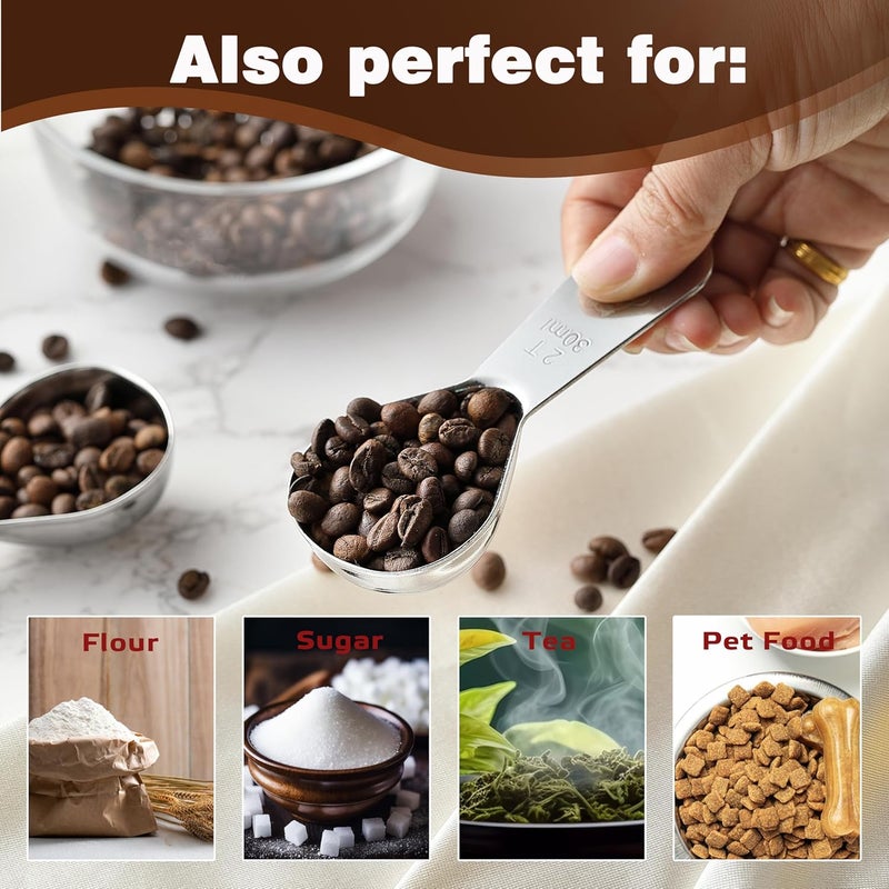 VRUIFA Tablespoon Measuring Spoon, Stainless Steel Coffee Scoop for Ground Coffee, Suger, Bean, Tea, Flour, Short Handle Fits inside Airscape Canisters(30ML*2) - Image 3